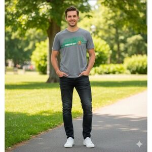 Marshall‎ Thundering Herd Hanes Tee Shirt Size Medium Gray Green Football